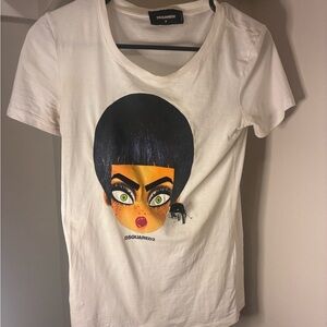 DSQUARED2 White Tee with Bold Graphic Face